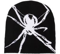 Muteitt Y2k Gothic Spider Pattern Knitted Hat for Women Men Winter Warm Beanies Casual Skullies for Halloween Outdoor Streetwear