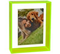 Mutellstory 4x6 Acrylic Picture Frame Neon Floating Photo Frame for Wall Mount and Tabletop Decorative in Gallery Home Office, Neon Green