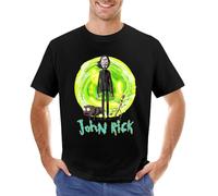 MuTEnADE John Rick T-Shirt Heavyweight t Shirts Hippie Clothes Graphics t Shirt t Shirt Men Black L