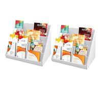 Mutiwill 2Pcs Cardboard Display Stands 38x22x20CM 4 Tier Leaflets Greeting Card Display Stands 15 Inch Compact Packe Kids Toy Book Bookshelf