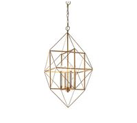 Mutli Arm Angular 4 Light Ceiling Pendant - Hammered Gold & Silver Finish