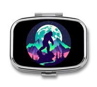 Mutli Color Forest Bigfoot Sasquatch Pill Box 2 Compartment Pill Case Decorative Organizer Storage Boxes Holder Cute