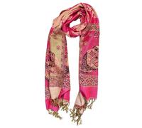 Mutlicoloured Elephant Scarf Shawl Wrap Festival Handmade in Thailand Oversized Soft Cashmere Colourful Multicoloured Ombre (Pink and Gold)
