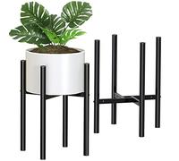 Mutool 2 Pack Adjustable Plant Stand, Metal Plant Stands Indoor Outdoor, Modern Plant Holders Plant Rack, Flower Stand Holder for 8-10 in Plant Pot, Black