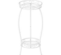 Mutool 2 Tier Metal Plant Stands for Flower Pot, Tall Plant stand for Outdor Indoor Plant, Plant Pot Holder Plant Table for Garden Patio, 69x32cm, White