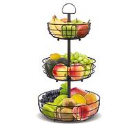 Mutool 3 Tier Fruit Bowl - Detachable Vegetable Basket - Kitchen Countertop Fruit Rack - Large Metal Tiered Storage Stand for Veg Snacks Breads - Bronze