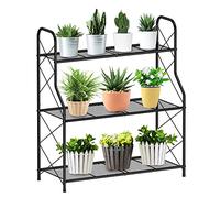 Mutool 3 Tier Metal Plant Stand, Ladder Shelf for Outdoor Indoor Plant, Corner Plant Shelf Ladder Planter for Garden Balcony & Patio, Black