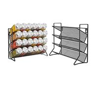 Mutool 3 Tier Spice rack Free standing Metal Kitchen Shelf herbs Spice Bottle Jars Storage Tidy Condiment holder for Countertop Cabinet, set of two, without jars (black)