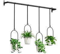Mutool 4 Pack Hanging Planter Pots for Indoor Herb Garden, Indoor Hanging Planter Plant Hanger with Melamine Planters, Hanging Rope & Modern Wall and Ceiling Hanging Plant Holder