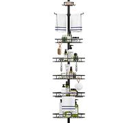 Mutool 5 Tier Adjustable Corner Shower Shelf, Telescopic Shower Caddy with Soap and Towel rack, No Drilling Bathroom Storage Organizer for Shampoo Accessories, Available for 137-290 cm Height, Black