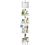 Mutool 5 Tier Adjustable Corner Shower Shelf, Telescopic Shower Caddy with Towel rack, No Drilling Bathroom Storage Organizer for Shampoo Accessories, White