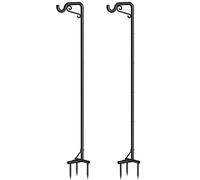 Mutool 90in Adjustable Shepherds Hooks for Outdoor, 2 Pack Heavy Duty Bird Feeder Pole, Shepherds Crook Garden Hooks for Lantern Birdfeeder Christmas Lights Hanging Plants Solar Light, Black