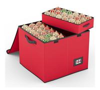 Mutool Christmas Bauble Storage Box With Dividers, 144 Compartment Xmas Ornament Storage Container with 8 Tray, Large Christmas Storage with Flip-Top Lid, Perfect for Holiday Decorations (Red)