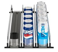 Mutool Fridge Drink Dispenser, Automatic Can Dispenser Storage 15 Standard Size Cans, Width Adjustable Drink Dispenser Self Pushing Can Holder for Fridge, Kitchen, Supermarkets, Cabinet, 3 Rows, Black