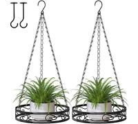 Mutool Hanging Planter, 2PCS Plant Pots for Indoor Outdoor, Planter Baskets With Ceiling Hook & Chains, Black