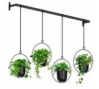 Mutool Hanging Planter Pots for Indoor Herb Garden, 4 Pack With Melamine Planters, Rope & Modern Wall and Ceiling Plant Holder, Black