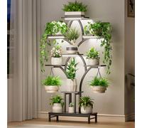 Mutool Indoor Plant Stand with Grow Lights, 6 Tiered Tall Plant Shelf for Multiple Plants, 160cm Space-Saving Corner Flower Holder for Home, Living Room, Office & Patio Decor, Black