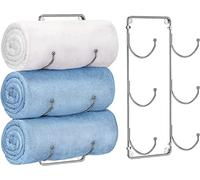 Mutool Towel Rack for Bathroom, Wall Mounted Towel Storage, Bath Hanging Towel Holder, Metal Wine Rack Towel Rail for Shower Towels Hand Towel, Set of 2 (Silver) (HYROHHG-001)
