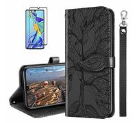 MUTOUREN Case Compatible with Samsung Galaxy A32 5G PU Leather Protective Wallet Case Flip Cover Magnetic Closure Card Slot Bumper with 1* Screen Protector - Black