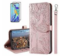 MUTOUREN Case Compatible with Samsung Galaxy A32 5G PU Leather Protective Wallet Case Flip Cover Magnetic Closure Card Slot Bumper with 1* Screen Protector - Rosegold