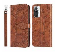 MUTOUREN Case Compatible with Xiaomi Redmi Note 10 Pro/Note 10 Pro Max PU Leather Protective Wallet Case Flip Cover Magnetic Closure Card Slot Bumper with 1* Screen Protector - Brown