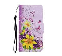 MUTOUREN Compatible with Honor X9b / X50 5G / Magic 6 Lite Case PU Leather Wallet Case Flip Folio Cover Card Slots Anti-Scratch Shockproof Protective Phone Case, Butterfly and Flower