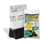 Mutt Mitt® New Listing, Same 100 White & Black 2-Ply Dog Waste Bags on 1 Dog Waste Bag Station Header - 300% Thicker than mini roll dog waste bags - no more warm & yuck feeling