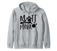 Mutt Mom Paw Print Bone Silhouette Quote Zip Hoodie