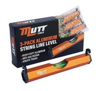 Mutt Tools 3 Inch Aluminum Line Level 3 Pack - String Level for Masonry Bricklaying and Fencing - Metal Line Levels for Construction