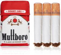 Muttboro Doggy Cigs Funny Dog Toys - Parody Plush Squeaky Crinkle Interactive Dog Toy - Hide and Seek Treat Hiding Burrow Puzzle Toy for Stimulating