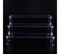 MUTTE Acrylic Display Stand, Clear Display Riser for Figures Collections Cupcake Perfume Cosmetic Organizer Holder (3 tiers 30cm)