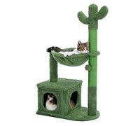 MUTTROS Cactus Cat Tree 40" Cat Tower with Large Metal Carpet Hammock, Cat Scratching Post for Indoor Cats with Condo & Replaceable Toy Ball, Green