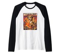 Muttzilla Mixed Breed Mutt Dog Dogzilla Monster Movie Parody Raglan Baseball Tee