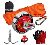 MUTUACTOR Fishing Magnet Kit 400lb with Grappling Hook,Strong Retrieval Magnet N52 with 20m(65Feet) Durable Rope for Magnet Fishing and Magnetic Recovery Salvage Under Water…