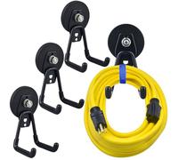 MUTUACTOR Heavy Duty Hooks Magnetic Coated Garage Hooks with Rare Earth for Hanging Cruises in Classroom Kitchen Compartments Metal Doors (D66mm, 4 Hooks, Black)