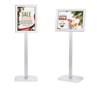 Mutualsign Heavy Duty A4 Poster Stand Floor Standing Sign Stand with Stable Base, Snap Frame Sign Holder for Menu/Notice/Advertisement/Welcome, Silver