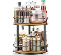 MUTUALUS Lazy Susan Organizer 2 Tier, Metal Turntable Spice Holder for Kitchen - Turntable Spice Rack, B5041