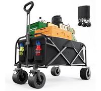 MUTUN 150L Heavy Duty Festival Trolley on Wheels, 250KG Collapsible Pull along Folding Wagon Trolley with 17cm Wheels for Camping Beach Garden