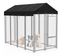 MUTUSHI Outdoor Dog Kennel Cover Dog Kennel Replacement Top Cover Waterproof Windproof Anti-UV Compatibe for Multiple Brands of Dog Cages 8'D x 4'W Black (Without Frame)