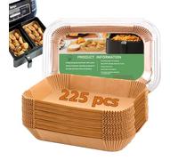 mutvle Ninja Dual Air Fryer Liners, Parchment Paper Liners Disposable for Ninja DZ201, DZ401, FG551, SL401, COSORI 9Qt Dual Air Fryer, 225 Pcs Rectangular, 8.26''x5.3''