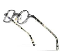 MUTYNE Acetate Glasses Frame Men Retro Vintage Left Square Right Round Eyeglasses Spectacles Eyewear,gray,One size