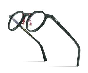 MUTYNE Acetate Glasses Frame Men Vintage Retro Round Eyeglasses Women Spectacles Eyewear,Dark Green,One size