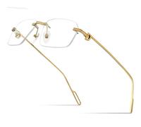 MUTYNE Alloy Rimless Glasses Frame Men Frameless Square Eyeglasses Spectacles Eyewear,Gold,One size