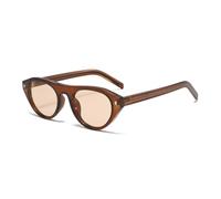 MUTYNE Cat Eye Candy Color Sunglasses Women Fashion Oval Sun Glasses Rivets(Transparent Tea)