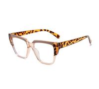 MUTYNE Cat Eye Colorful Women Glasses Frame Fashion Polygon Clear Eyewear Men Leopard Frame,Khaki champagne,One size