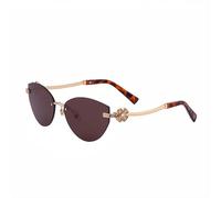 MUTYNE Cat Eye Sunglasses For Women, Rimless Metal Frames, Diamond-Set Uv Sunglasses(C3)
