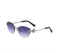 MUTYNE Cat Eye Sunglasses For Women, Rimless Metal Frames, Diamond-Set Uv Sunglasses(C5)