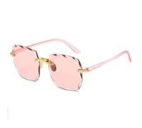 MUTYNE Classic Luxury Square Rimless Women's Sunglasses Fashion Trendy Men Outdoor Travel Uv400(Pink Pink)