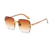 MUTYNE Classic Luxury Square Rimless Women's Sunglasses Fashion Trendy Men Outdoor Travel Uv400(Tea Gradient Tea)