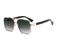 MUTYNE Double Bridges Fashion Square Gradient Sunglasses Uv400(Golden Green gray)